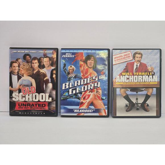 Comedy 3 DVD Bundle | Will Ferrell | Old School | Anchorman | Blades of Glory - Picture 1 of 2